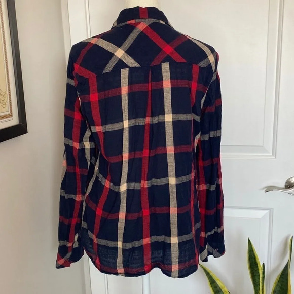 Skies Are Blue Lawler Plaid Navy and Red Long Sleeve Shirt - Picture 7 of 12